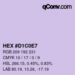 Color code: HEX #D1C0E7 | qconv.com