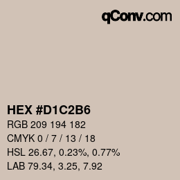 カラーコード: HEX #D1C2B6 | qconv.com