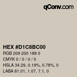 颜色代码: HEX #D1C8BC00 | qconv.com
