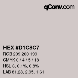 颜色代码: HEX #D1C8C7 | qconv.com