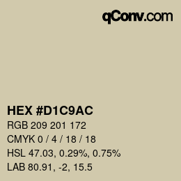 Color code: HEX #D1C9AC | qconv.com