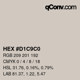 カラーコード: HEX #D1C9C0 | qconv.com