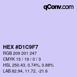 Color code: HEX #D1C9F7 | qconv.com