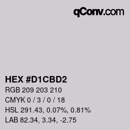Farbcode: HEX #D1CBD2 | qconv.com