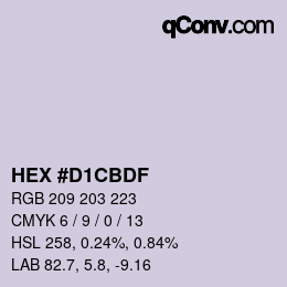 Color code: HEX #D1CBDF | qconv.com