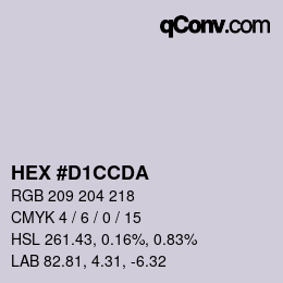 カラーコード: HEX #D1CCDA | qconv.com