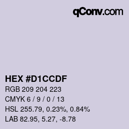 Color code: HEX #D1CCDF | qconv.com