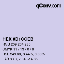 Color code: HEX #D1CCEB | qconv.com