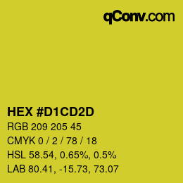 カラーコード: HEX #D1CD2D | qconv.com