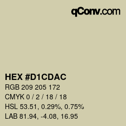 Color code: HEX #D1CDAC | qconv.com