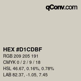 Color code: HEX #D1CDBF | qconv.com