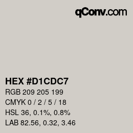 颜色代码: HEX #D1CDC7 | qconv.com