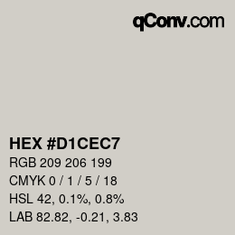 Código de color: HEX #D1CEC7 | qconv.com