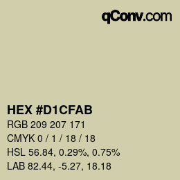 Color code: HEX #D1CFAB | qconv.com