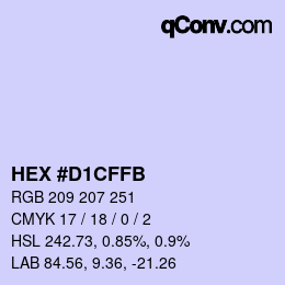 Color code: HEX #D1CFFB | qconv.com