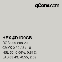 Code couleur: HEX #D1D0CB | qconv.com