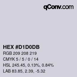 カラーコード: HEX #D1D0DB | qconv.com