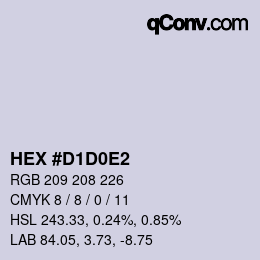 Farbcode: HEX #D1D0E2 | qconv.com