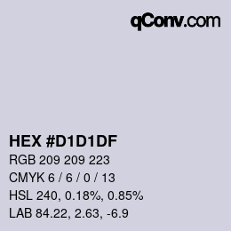 Color code: HEX #D1D1DF | qconv.com