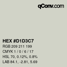 Color code: HEX #D1D3C7 | qconv.com