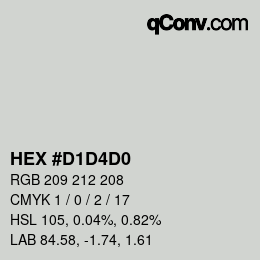 カラーコード: HEX #D1D4D0 | qconv.com