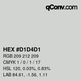 颜色代码: HEX #D1D4D1 | qconv.com