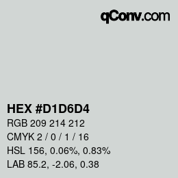 カラーコード: HEX #D1D6D4 | qconv.com