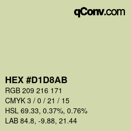 Color code: HEX #D1D8AB | qconv.com