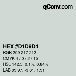 Color code: HEX #D1D9D4 | qconv.com