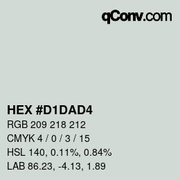 Color code: HEX #D1DAD4 | qconv.com