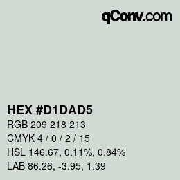 カラーコード: HEX #D1DAD5 | qconv.com