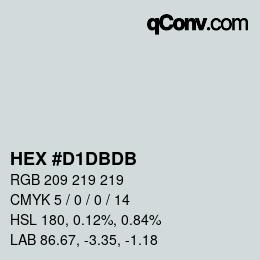 カラーコード: HEX #D1DBDB | qconv.com