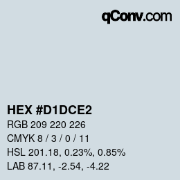 Farbcode: HEX #D1DCE2 | qconv.com