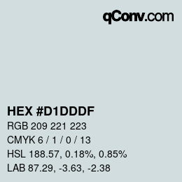 Color code: HEX #D1DDDF | qconv.com