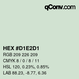 Color code: HEX #D1E2D1 | qconv.com