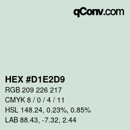 Color code: HEX #D1E2D9 | qconv.com