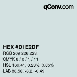 Color code: HEX #D1E2DF | qconv.com