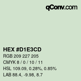 カラーコード: HEX #D1E3CD | qconv.com