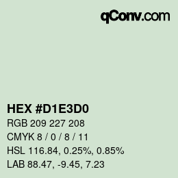 Color code: HEX #D1E3D0 | qconv.com