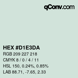 Color code: HEX #D1E3DA | qconv.com
