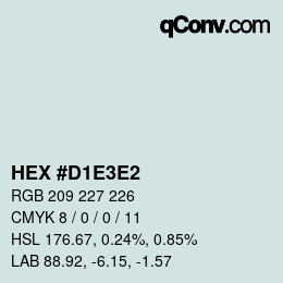 Color code: HEX #D1E3E2 | qconv.com