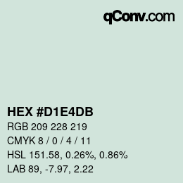 Color code: HEX #D1E4DB | qconv.com