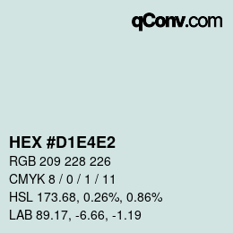 カラーコード: HEX #D1E4E2 | qconv.com