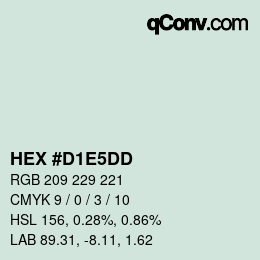 Código de color: HEX #D1E5DD | qconv.com