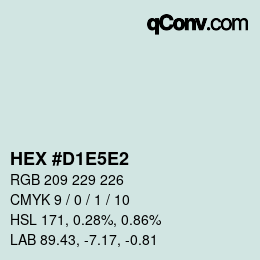 カラーコード: HEX #D1E5E2 | qconv.com