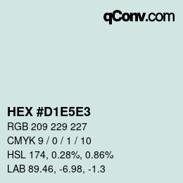 Color code: HEX #D1E5E3 | qconv.com