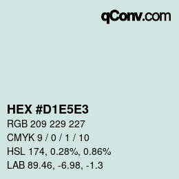 Código de color: HEX #D1E5E3 | qconv.com