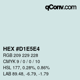 Color code: HEX #D1E5E4 | qconv.com