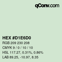 カラーコード: HEX #D1E6D0 | qconv.com