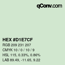 カラーコード: HEX #D1E7CF | qconv.com